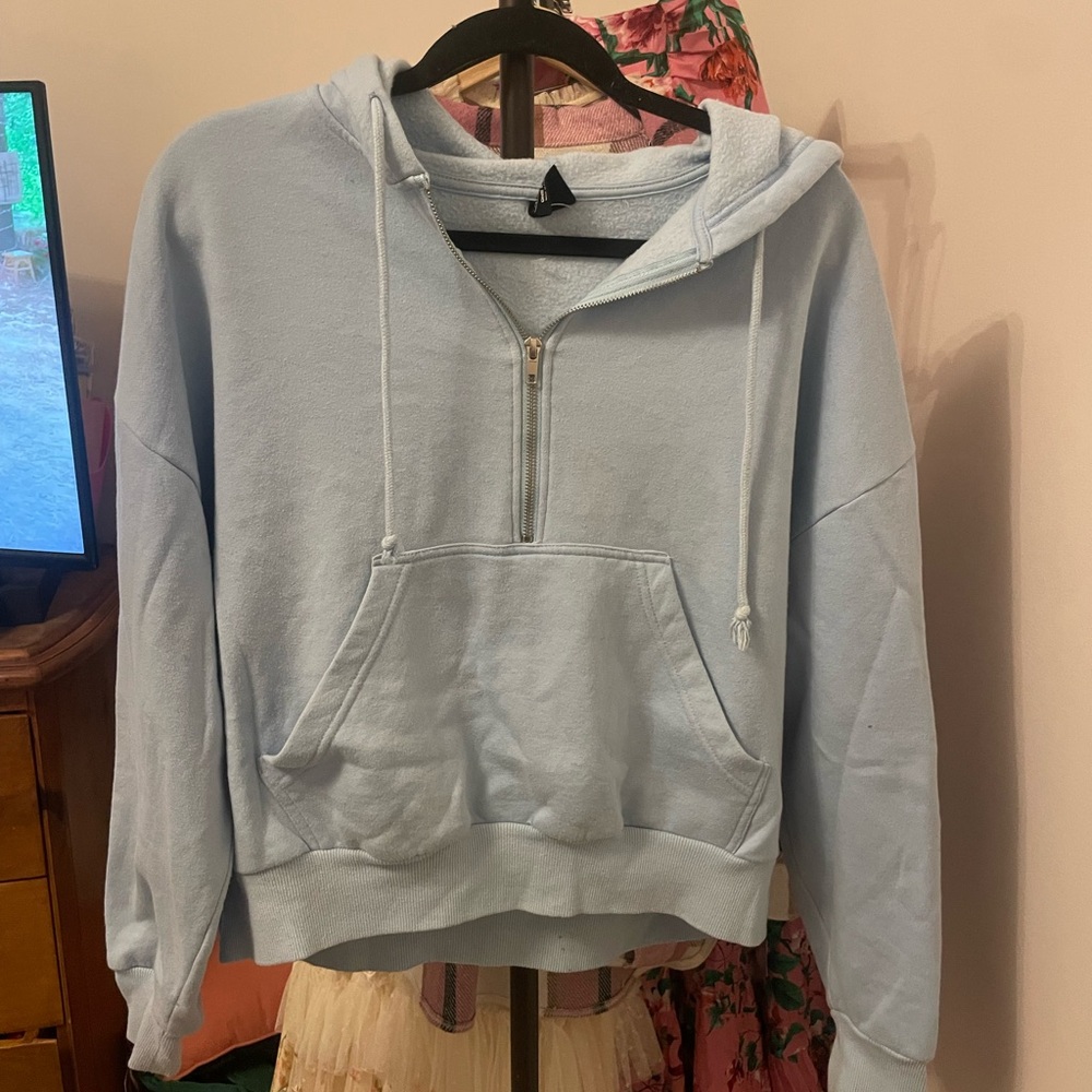 PacSun Light Blue Women's Half-Zip Hoodie
